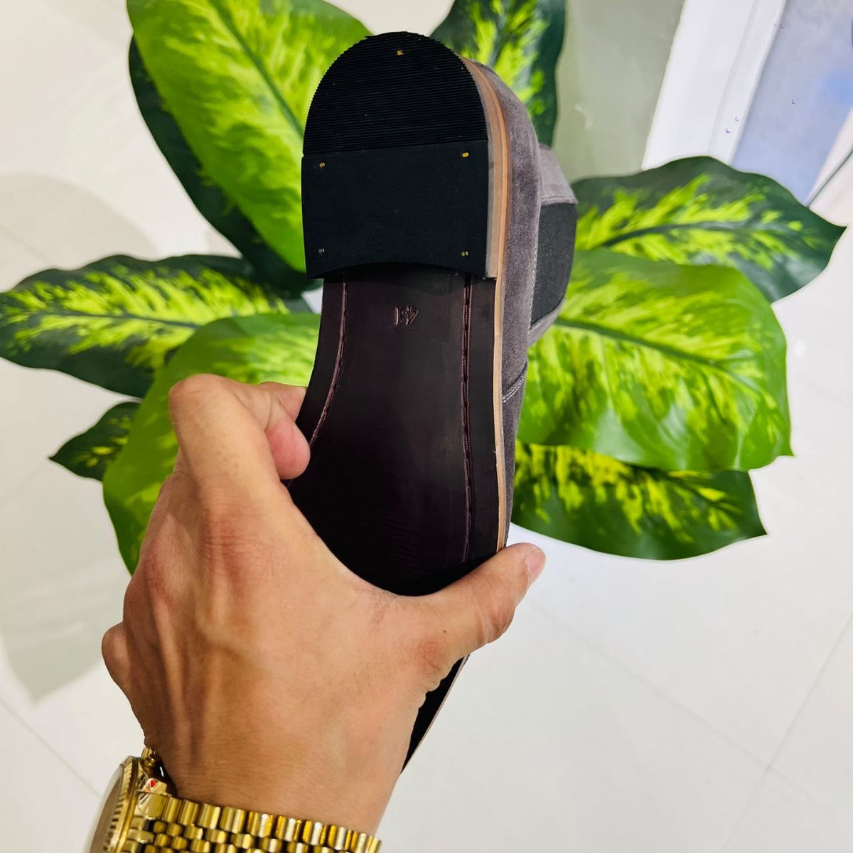 Formal chelsea suede leather slate grey rich