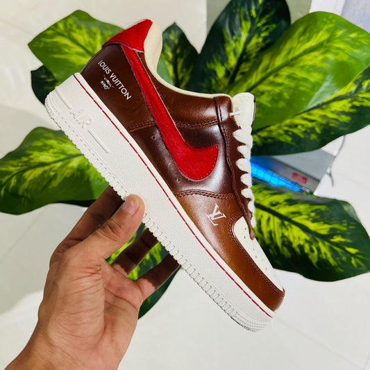Shoes nike airforce 1 low x lv brown red british white