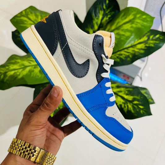 Shoes nike air jordan 1 low grey black blue