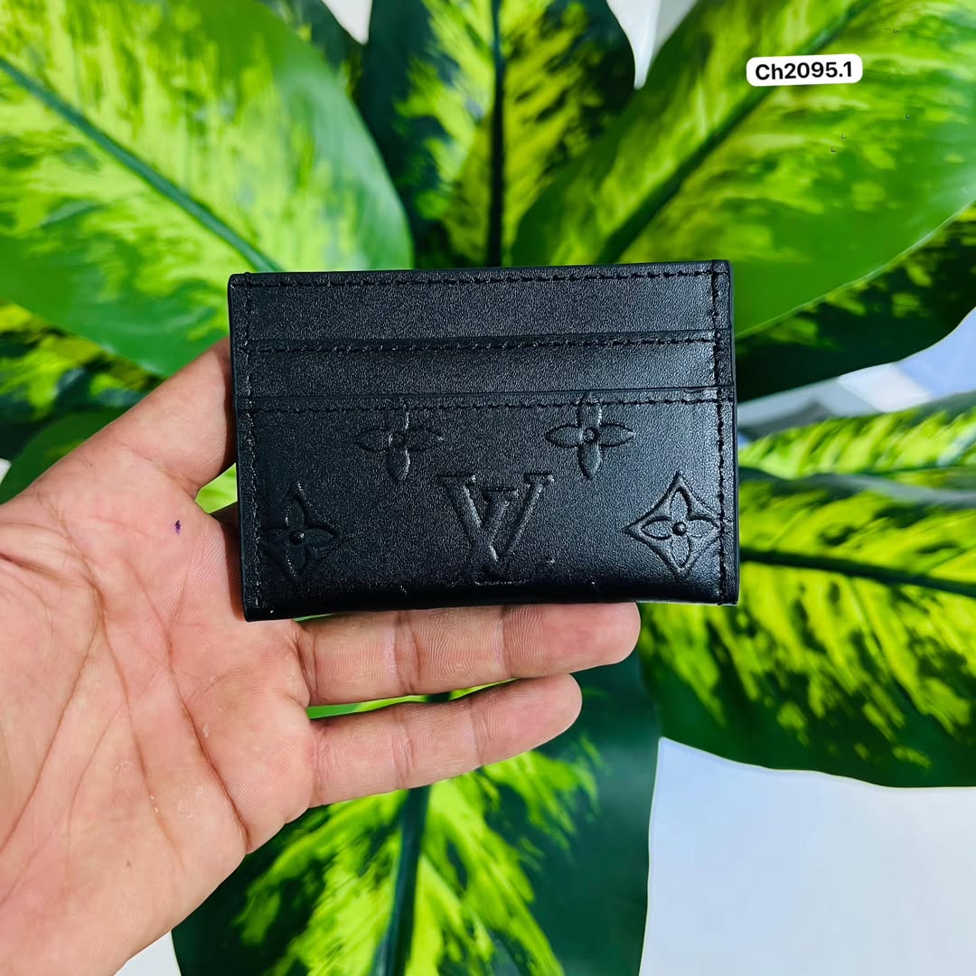 Card holder lv black embossed premium
