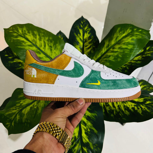Shoes nike airforce 1 the north face green mustard white
