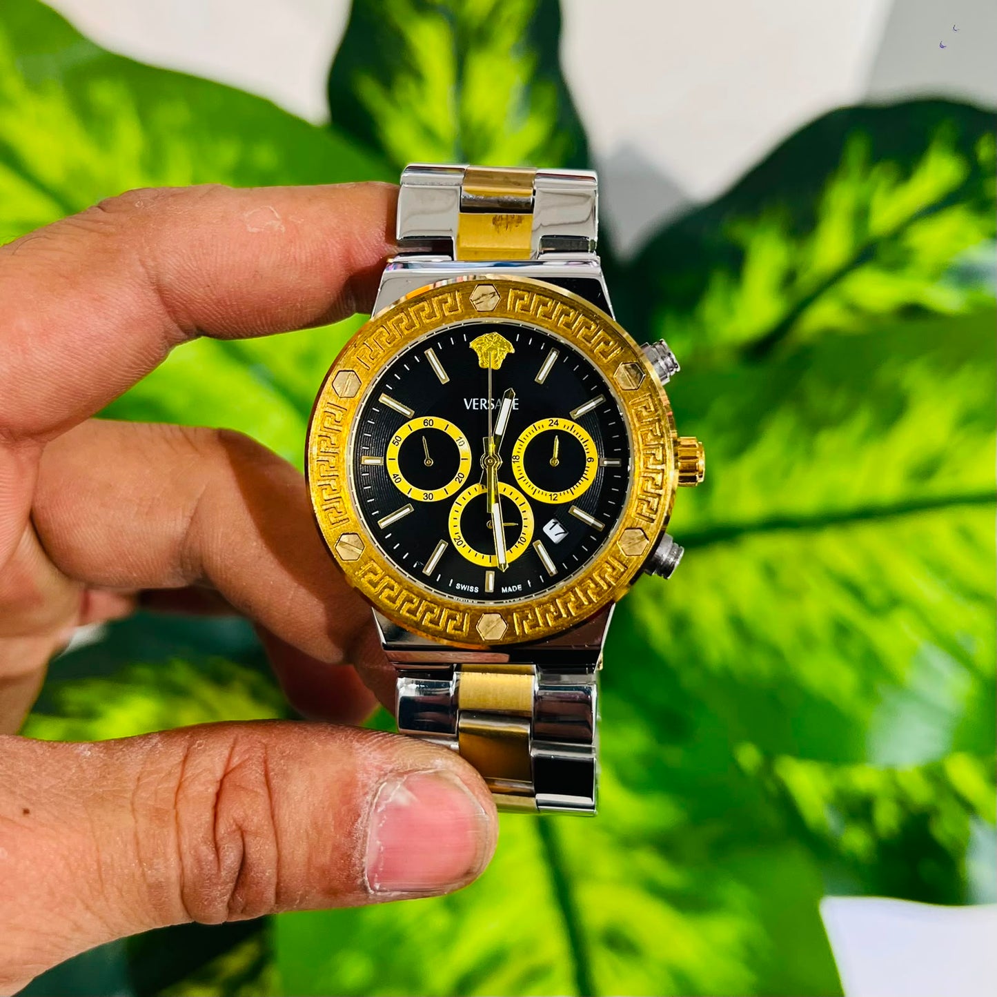 Watch versace silver gold black