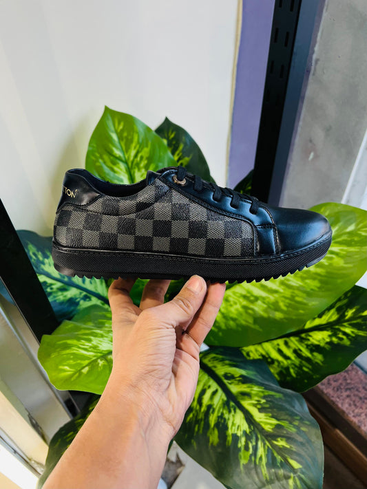 Shoes lv print black sneaker check pattern