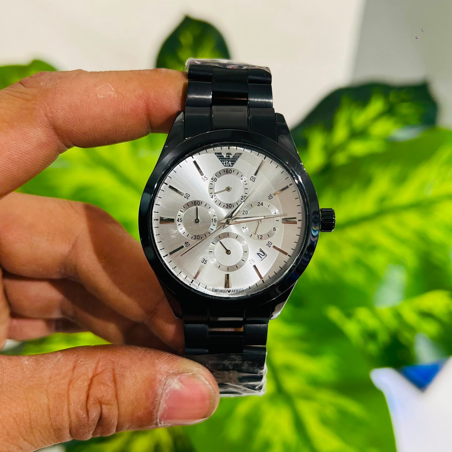 Watch armani black silver