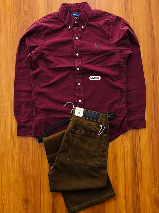 Shirt solid colour. Blast wash. Peach soft. Oxford fabric ( feels like velvet smooth ) so fckn damn awesome. Quality is speaking