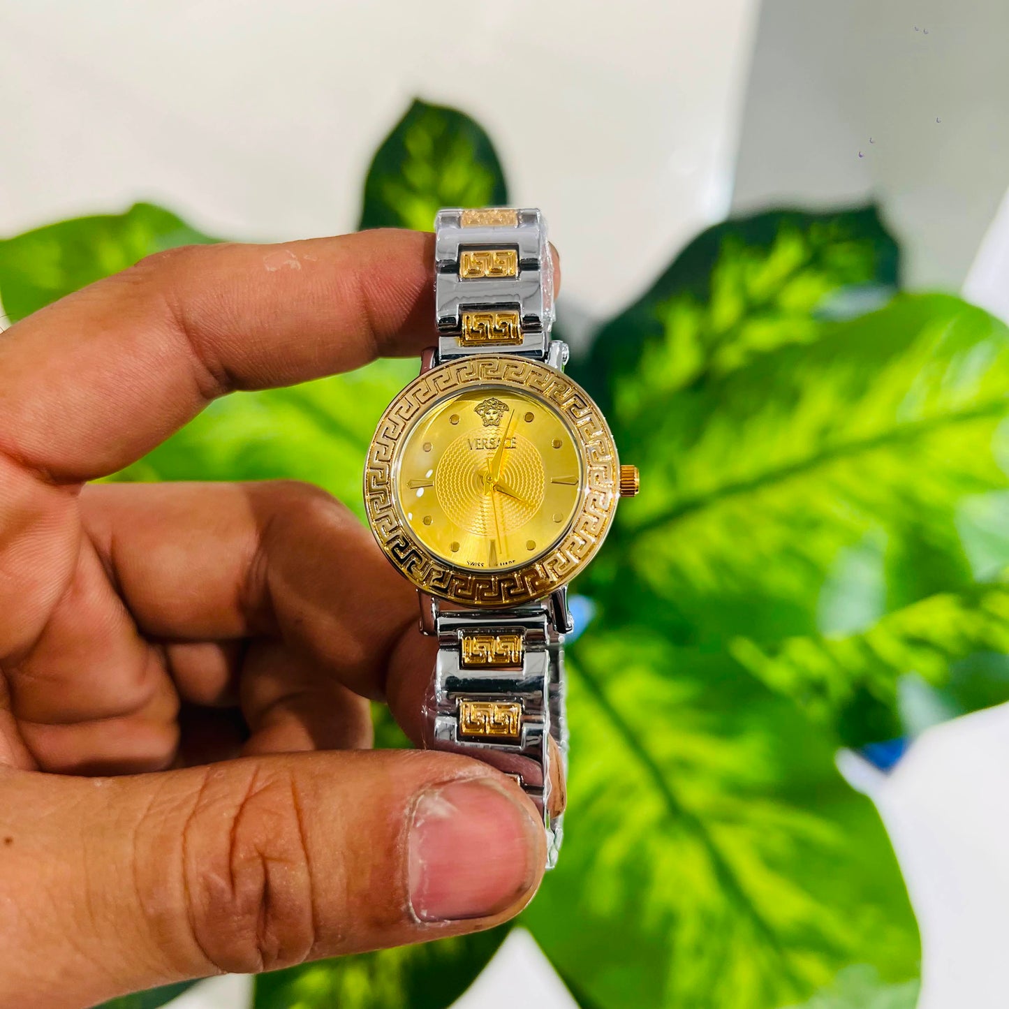 Girls watch versace silver gold
