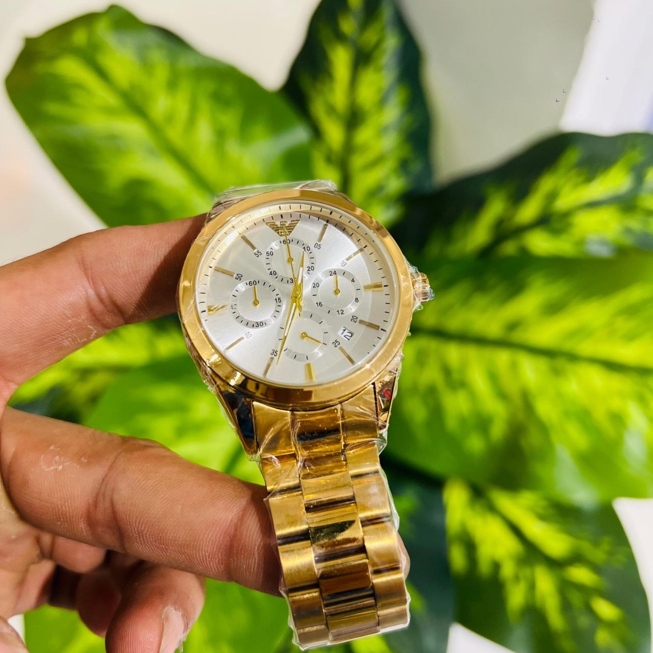 Watch armani gold silver