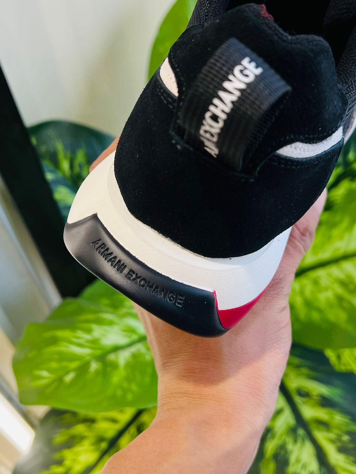 Shoes armani exchange black white red matching