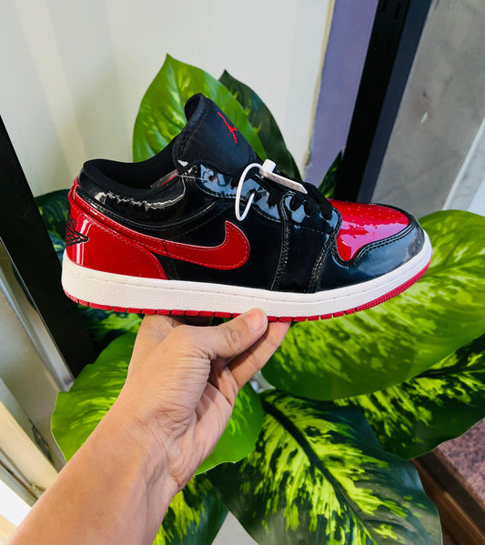 Shoes nike air jordan 1 low patent red black