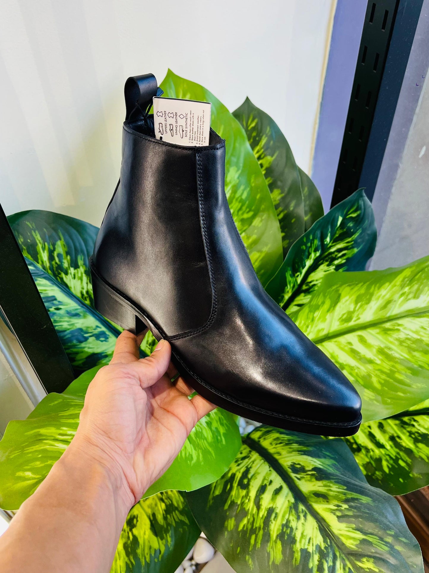 Formal chelsea black cuban heel zip style