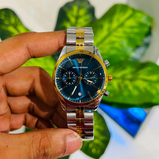 Watch armani silver gold blue