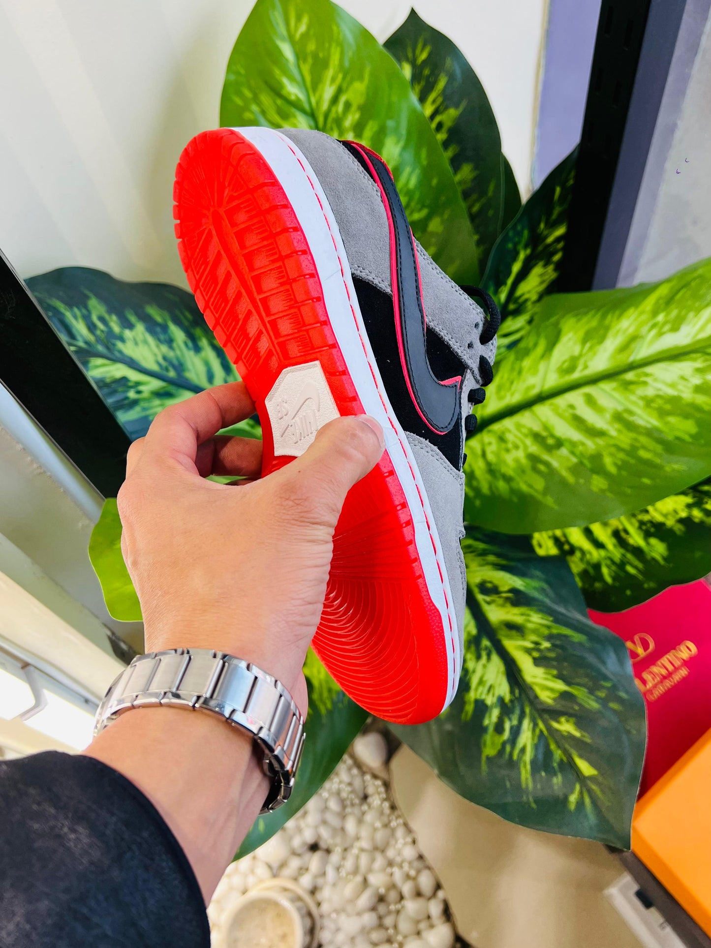 Shoes Nike sb dunk grey red matching