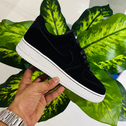 Shoes nike airforce 1 suede leather black cream sole