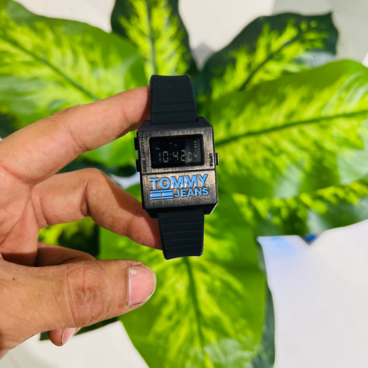 Watch tommy black digital strap