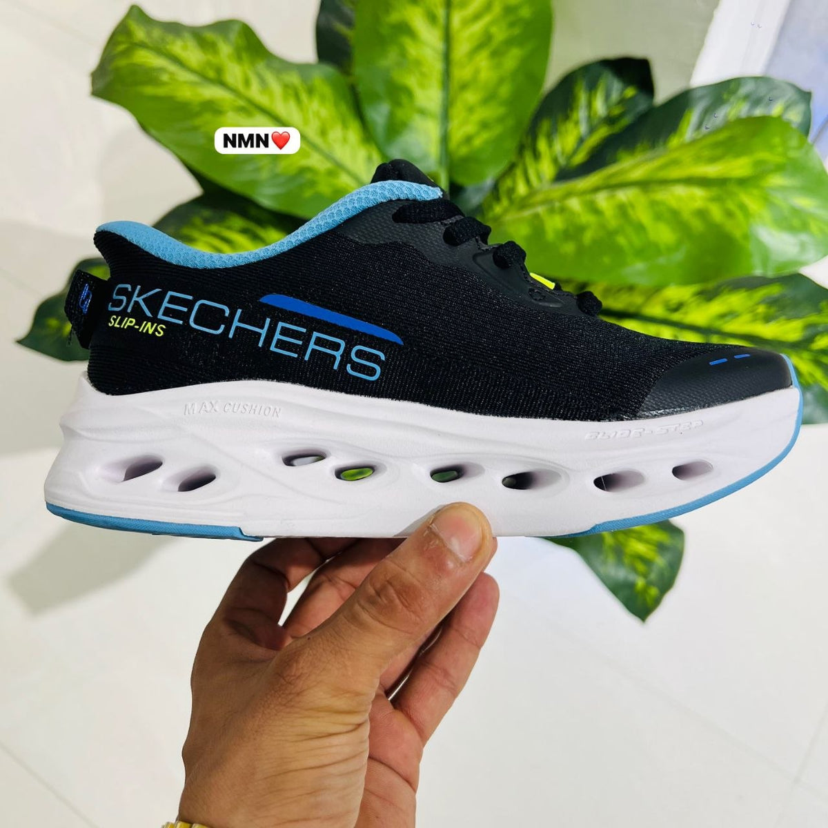 Shoes Skecher black white sky blue