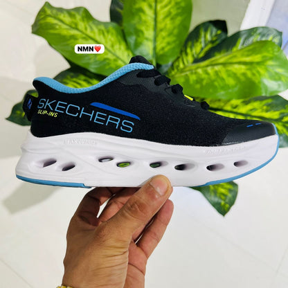 Shoes Skecher black white sky blue