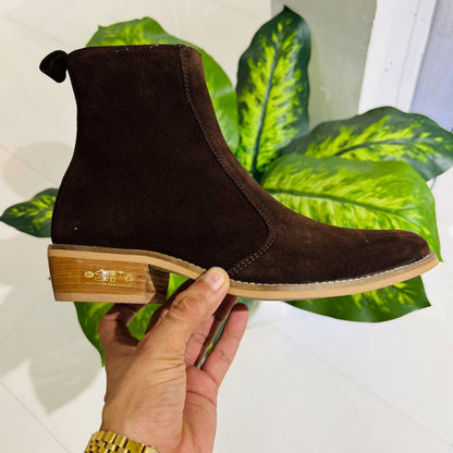 Formal chelsea woakswood woodsole suede leather rich brown cubannheel tom ford inspired