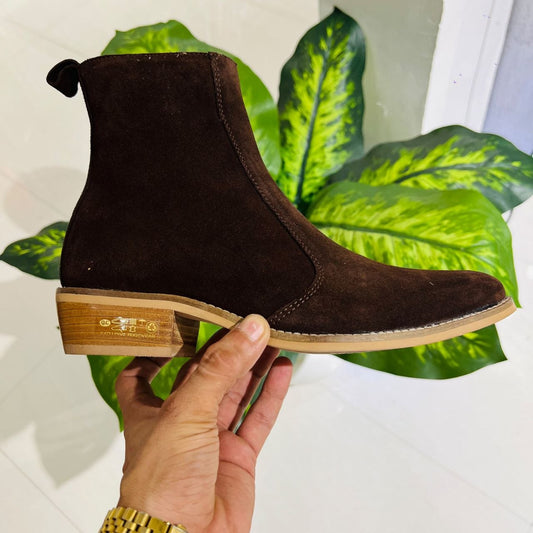 Formal chelsea woakswood woodsole suede leather rich brown cubannheel tom ford inspired