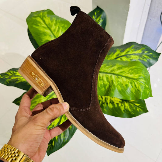 Formal chelsea woakswood woodsole suede leather rich brown cubannheel tom ford inspired