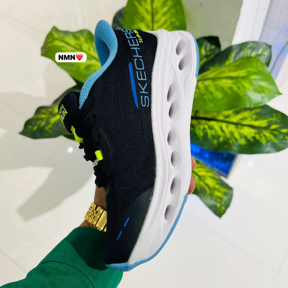 Shoes Skecher black white sky blue