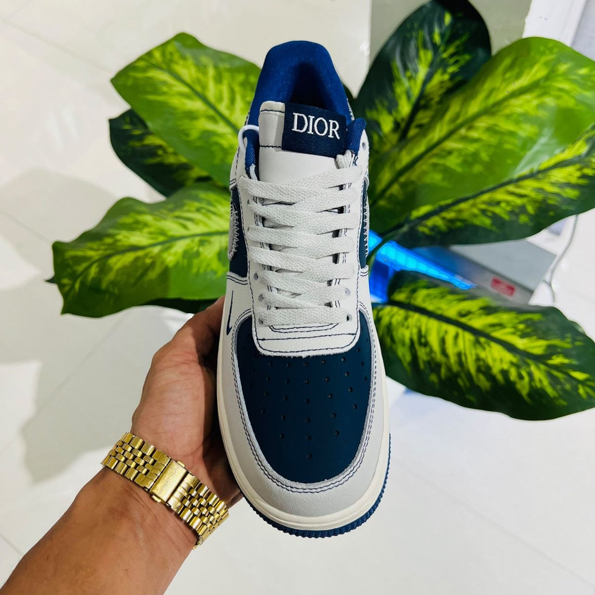 Shoes nike airforce 1 low x dior grey blue