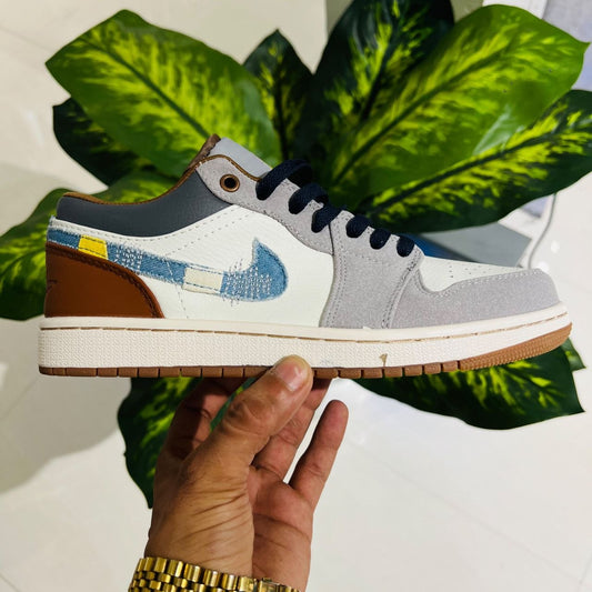 Shoes nike air jordan 1 low grey british white brown