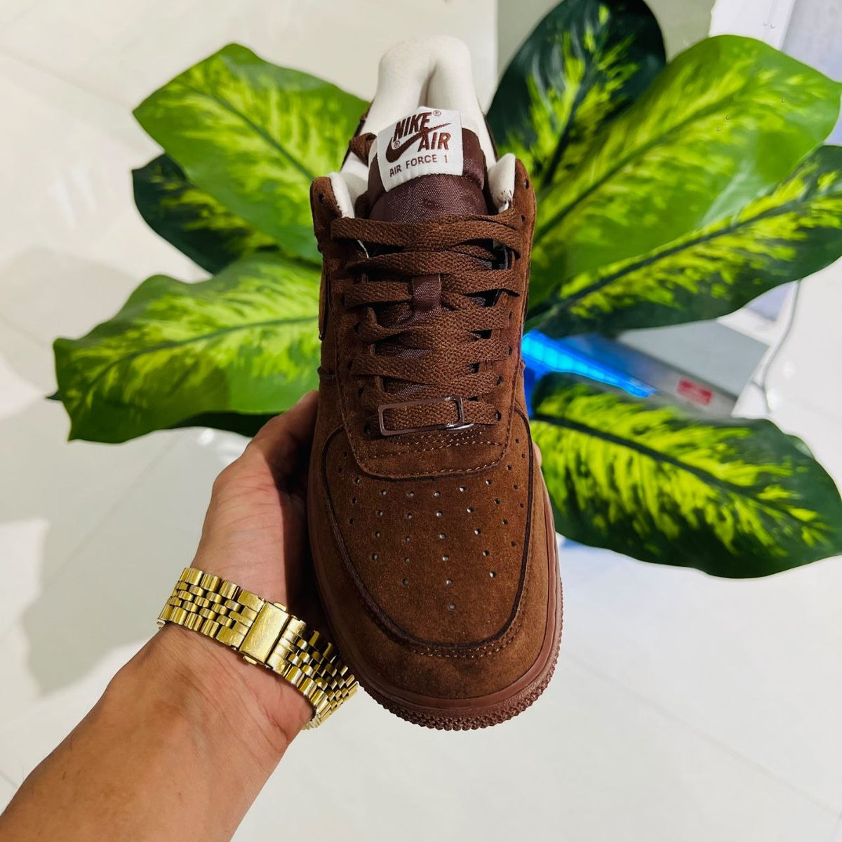 Shoes nike airforce 1 low suede leather brown