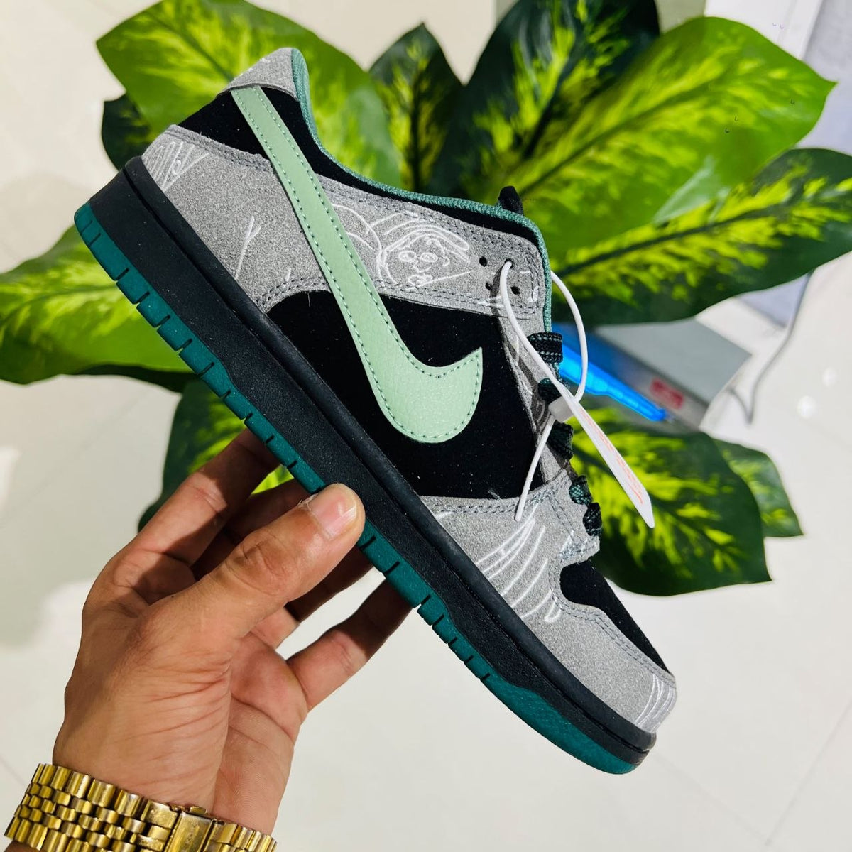 Shoes nike sb dunk grey black green