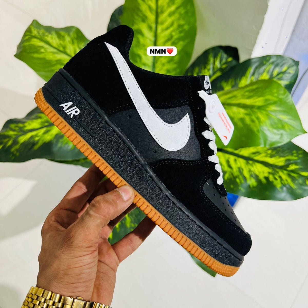 Shoes nike airforce 1 black suede leather
