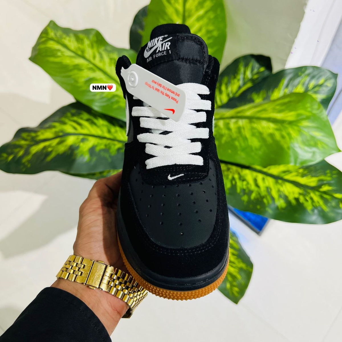 Shoes nike airforce 1 black suede leather
