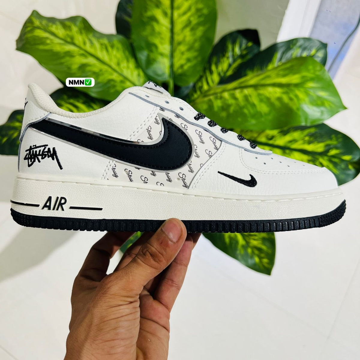 Shoes nike airforce 1 stussy beige black