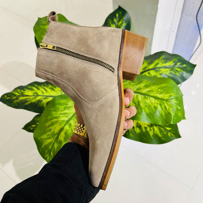 Formal chelsea suede leather british brown gentle class cuban heel