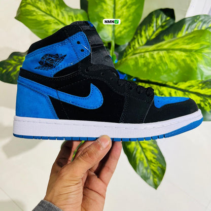 Shoes nike air jordan 1 high suede leather black blue