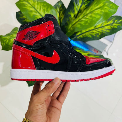 Shoes nike air jordan 1 high painted red black