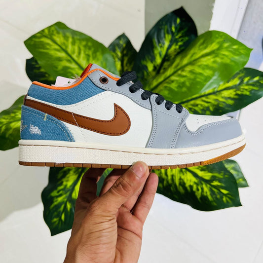 Shoes nike air jordan 1 low grey brown blue