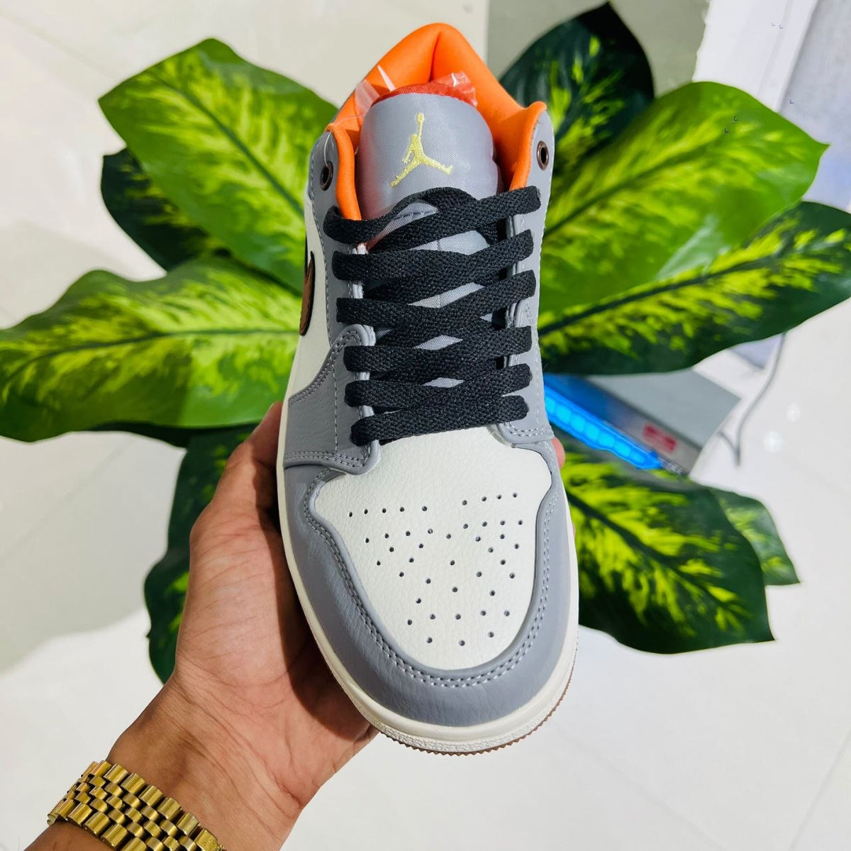 Shoes nike air jordan 1 low grey brown blue