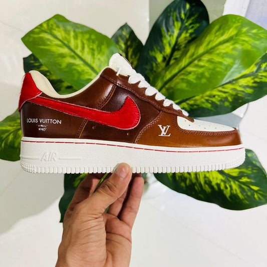 Shoes nike airforce 1 low x lv brown red british white