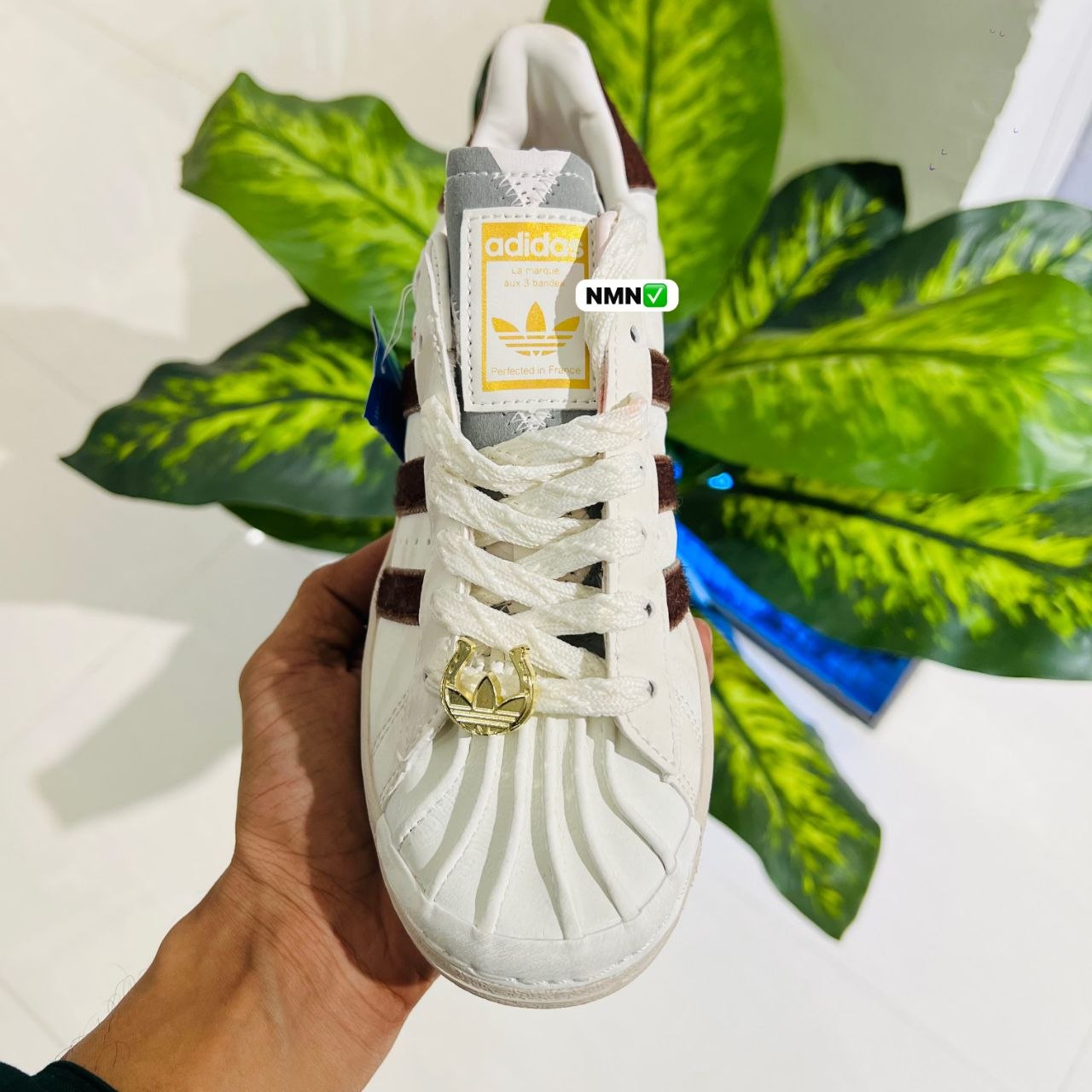 Shoes adidas superstar british white brown