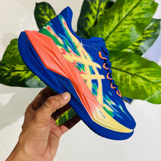 Shoes asics running blue orange
