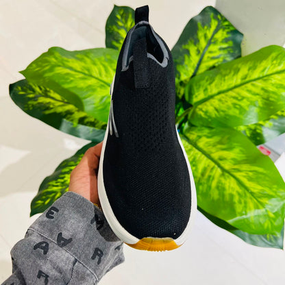 Shoes skecher slipin black cream comfort best style best world best belly laceless