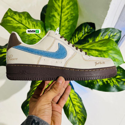 Shoes nike airforce 1 british white blue brown