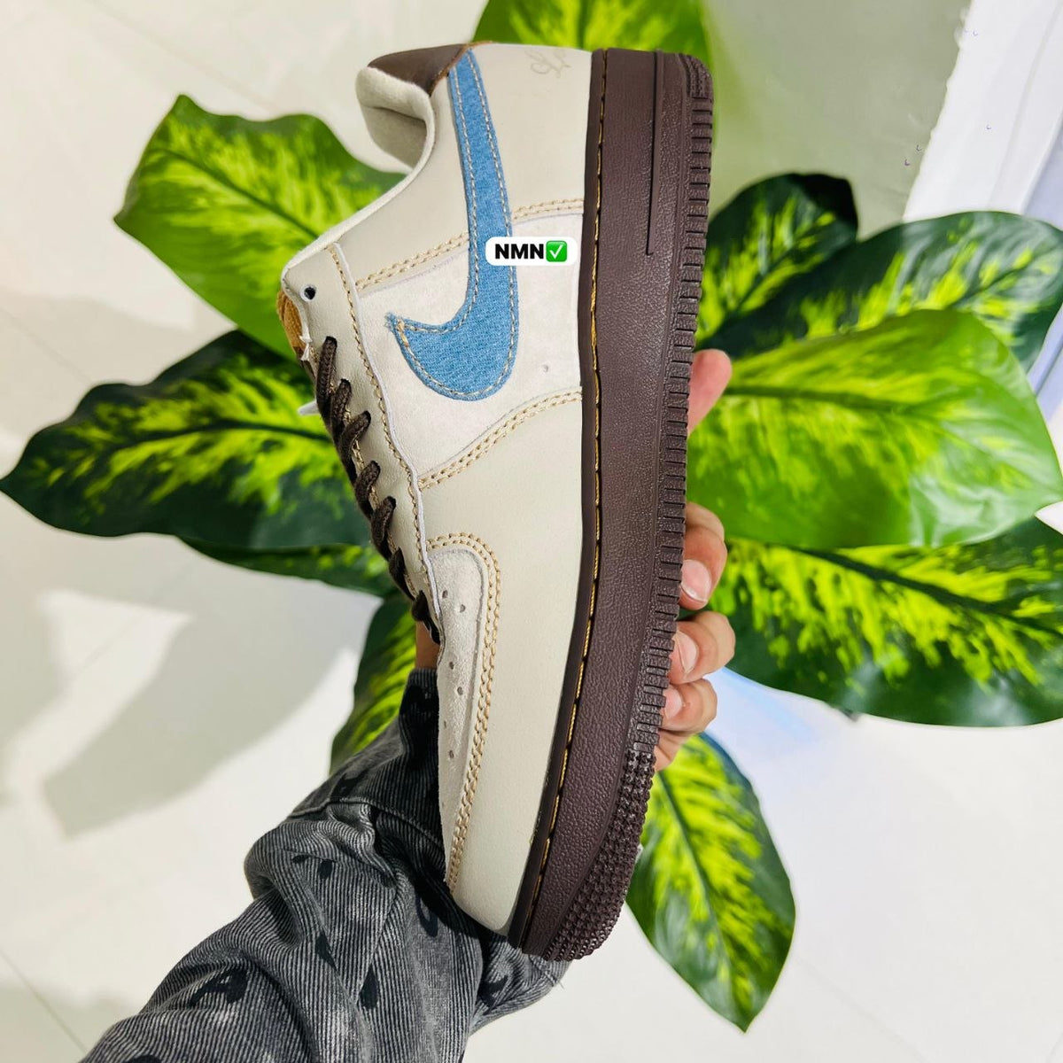 Shoes nike airforce 1 british white blue brown