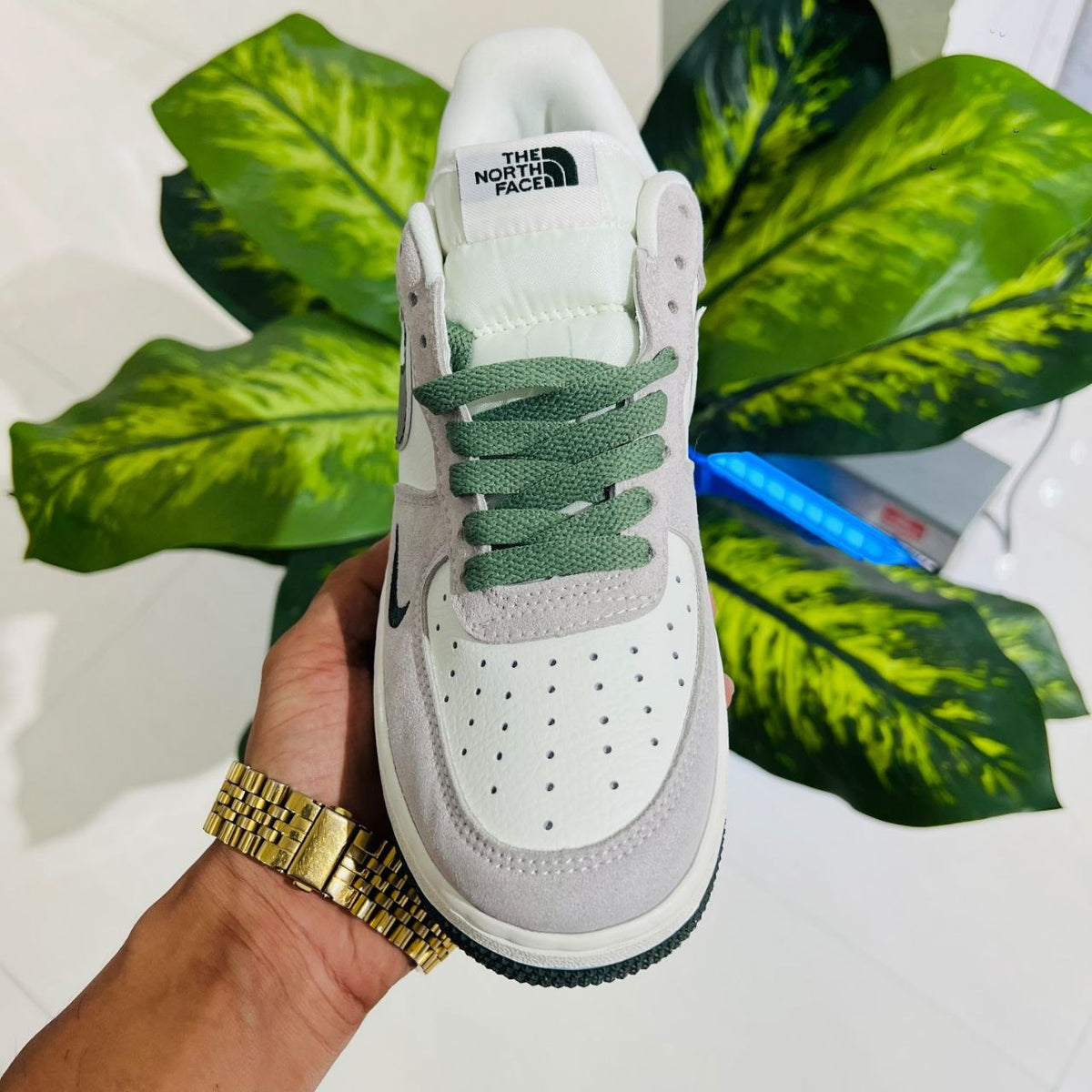 Shoes nike airforce 1 low x the north face grey green