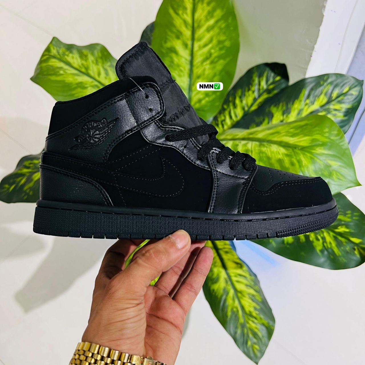 Shoes nike air jordan 1 tripple black suede leather high