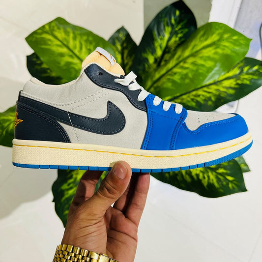Shoes nike air jordan 1 low grey black blue