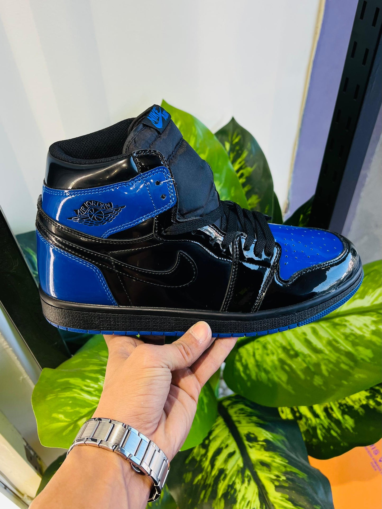 Shoes nike air jordan 1 blue black patent