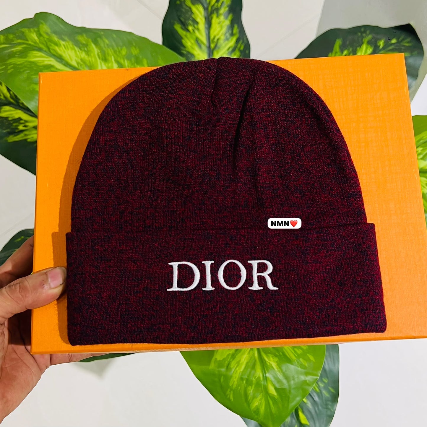 Winter cap dior mehroon