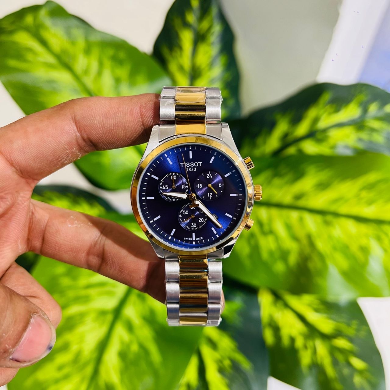 Watch tissot silver gold blue