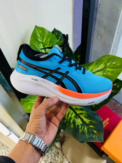 Shoes asics blue fluorescent running