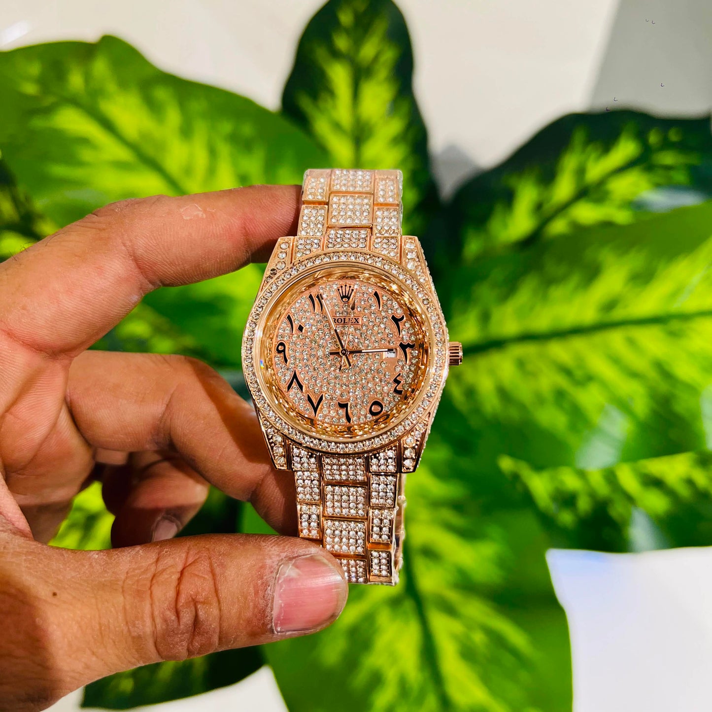 Watch rolex rose gold gemstone